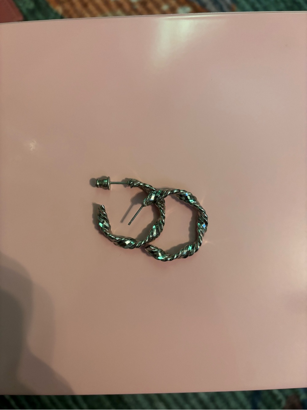 Twisted Silver Hoop Earrings